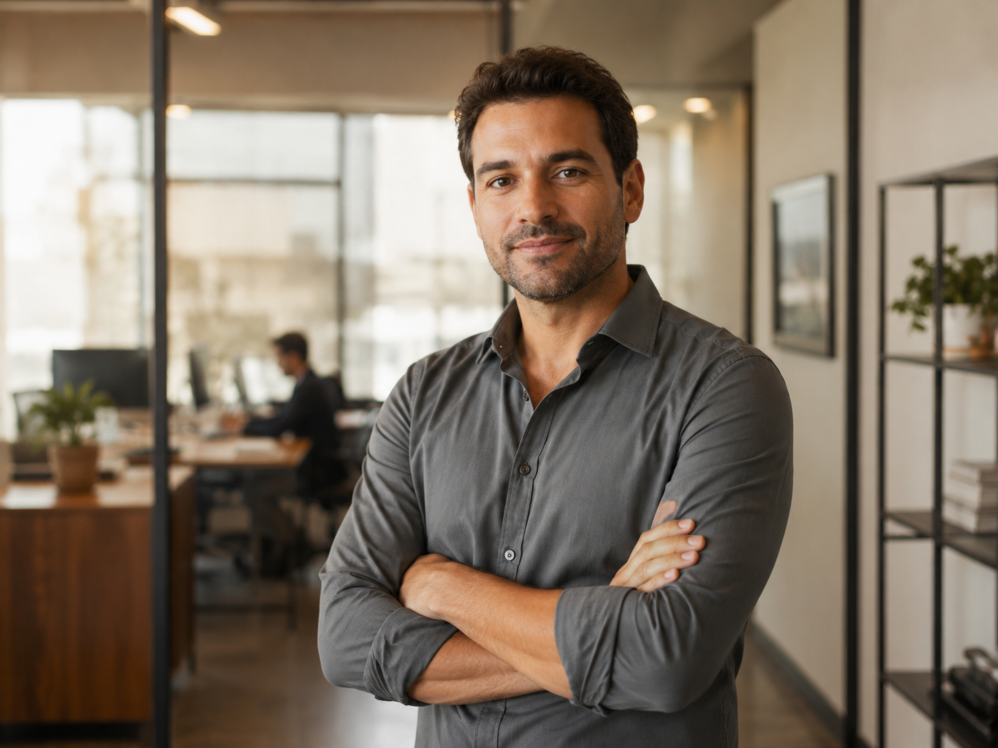 Empresário em ambiente de trabalho contemporâneo